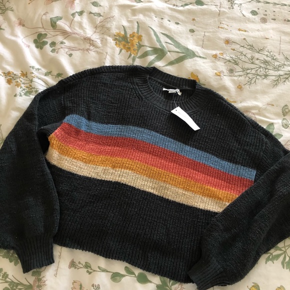ae rainbow striped pullover sweater